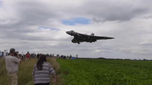 Vulcans Fly Low And Loud Above Spectators @ RAF Waddington