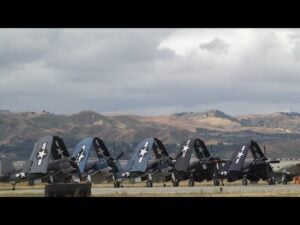 5 Corsairs flying at the Planes of Fame Airshow 2017